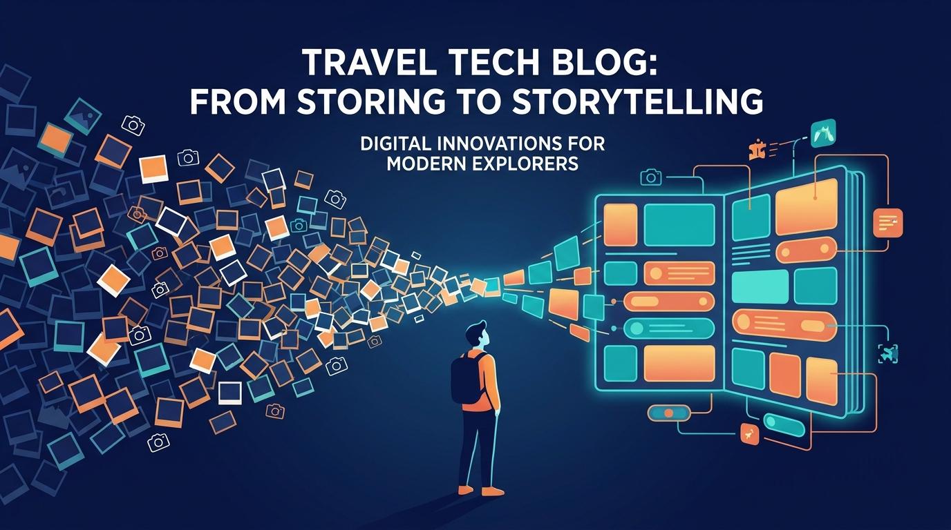 Traveler overwhelmed by thousands of unorganized travel photos — selection paralysis